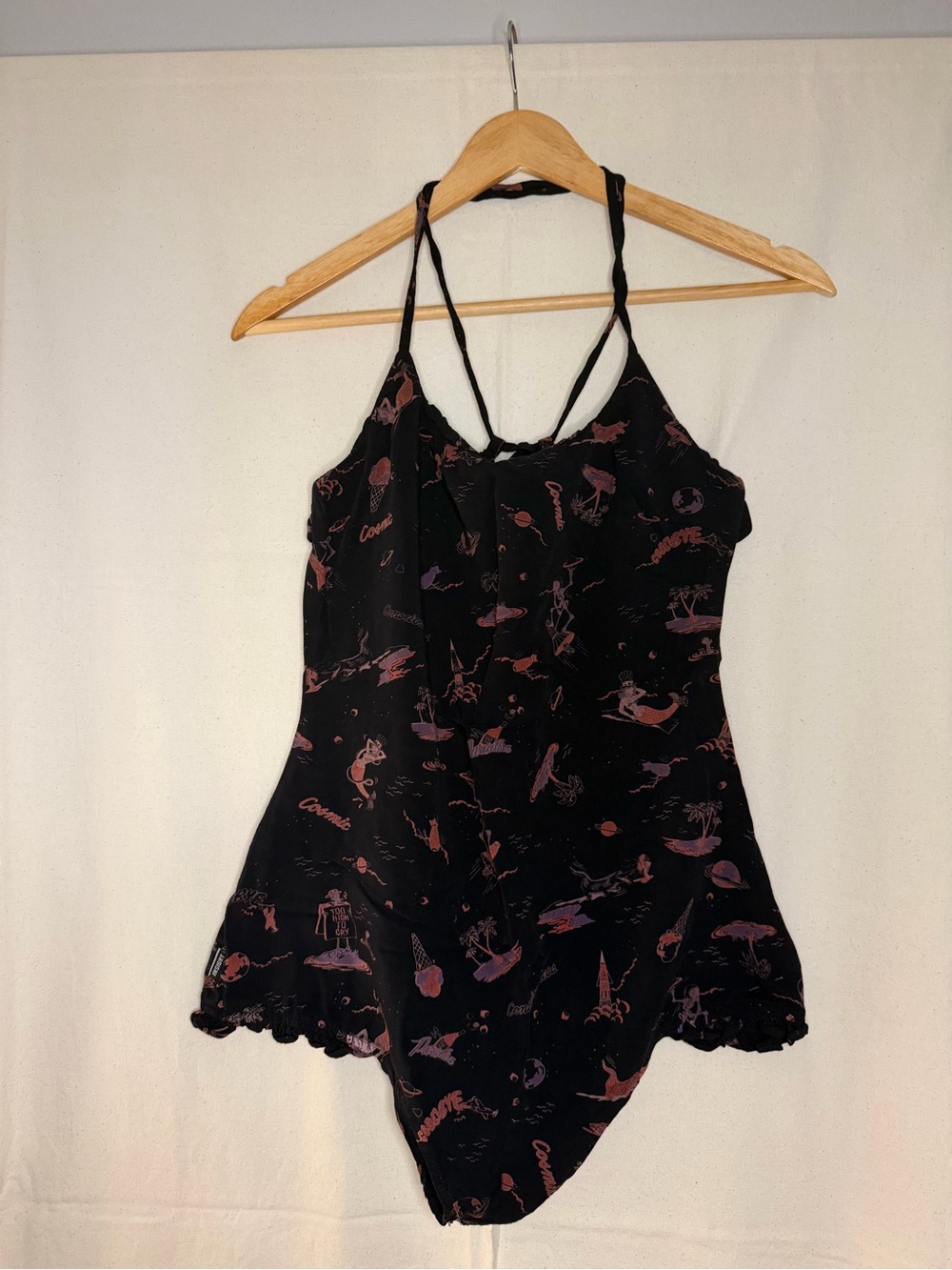 Insight Black Romper with Pink Surf Print